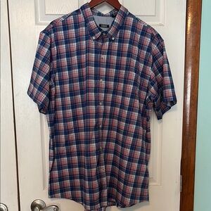Izod Blue and Red Casual Button Down Shirt